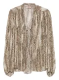 TWINSET animal-print tie-neck blouse - Brown