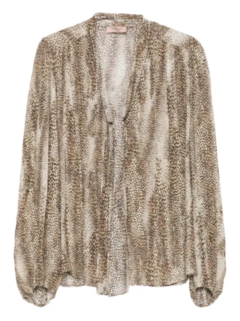 TWINSET animal-print tie-neck blouse
