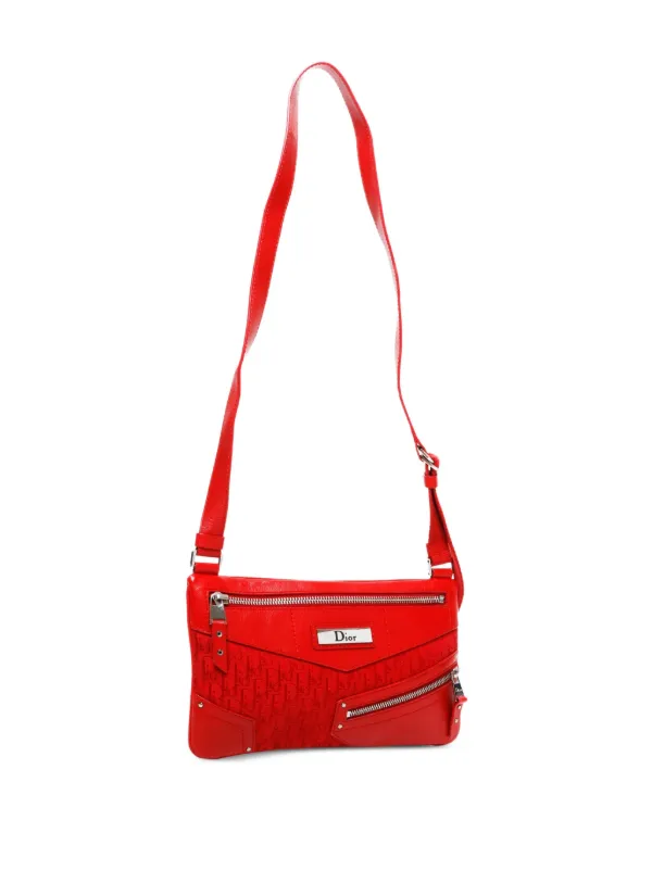 Christian Dior レッド ショルダーバッグ ロゴ トロッター Christian