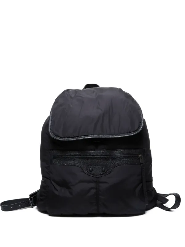 balenciaga classic traveler edge nickel black goat skin leather backpack Balenciaga Pre-Owned 2010-2015 Padded Traveler Backpack | Black