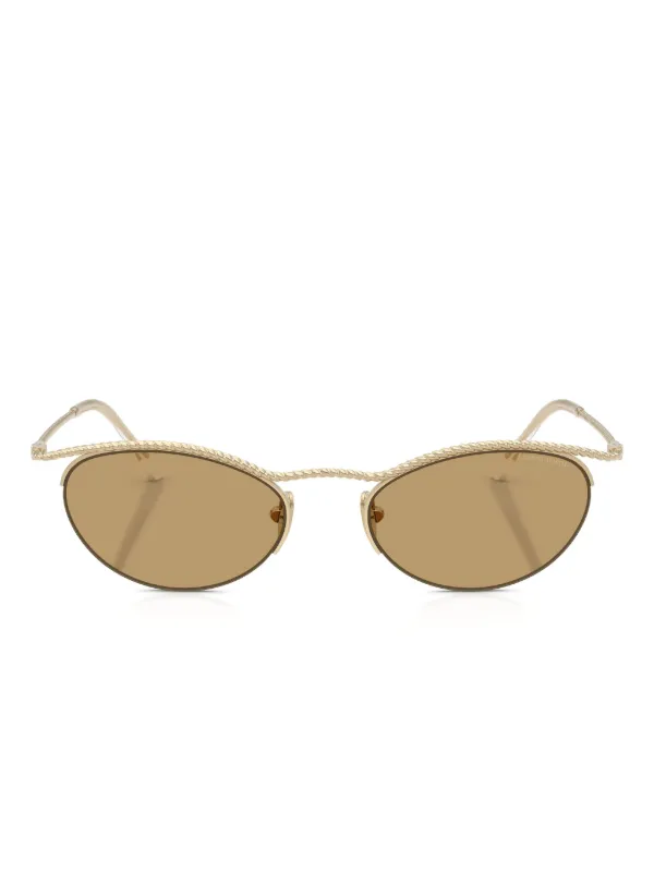 Giorgio Armani Rope-detailed Oval-frame Sunglasses in Gold