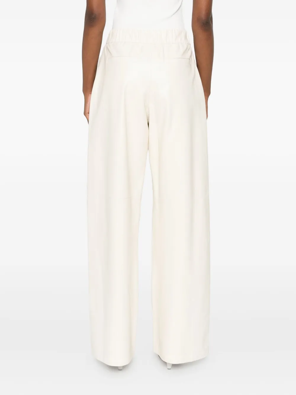 Arma Elastic-waist Leather Trousers In Neutral