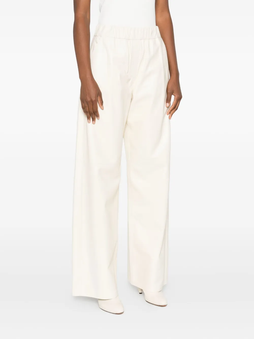 Arma Elastic-waist Leather Trousers In Neutral