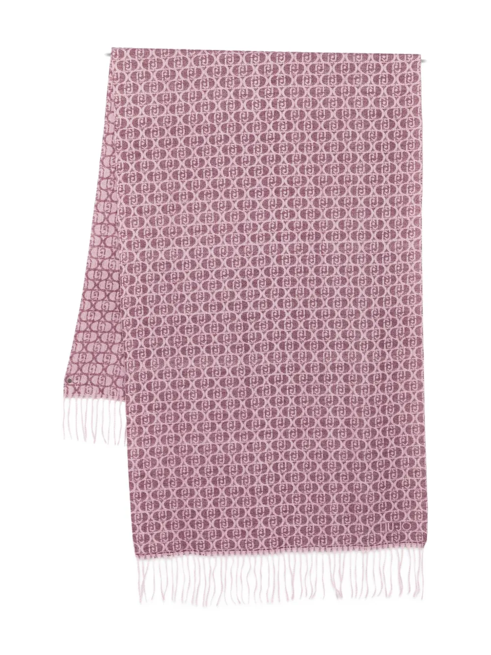 Liu •jo Logo-pattern Fringed Scarf In Pink