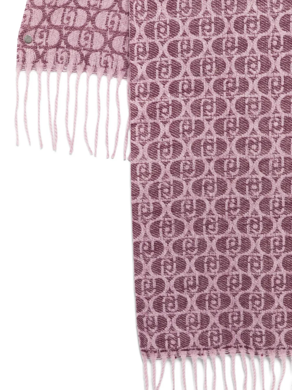 Liu •jo Logo-pattern Fringed Scarf In Pink