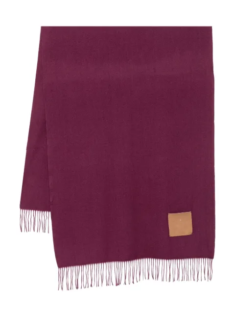 LIU JO fringed leather-patch scarf