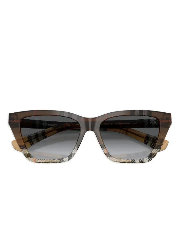 Burberry Eyewear check-pattern cat-eye Sunglasses | Neutrals  display picture 2