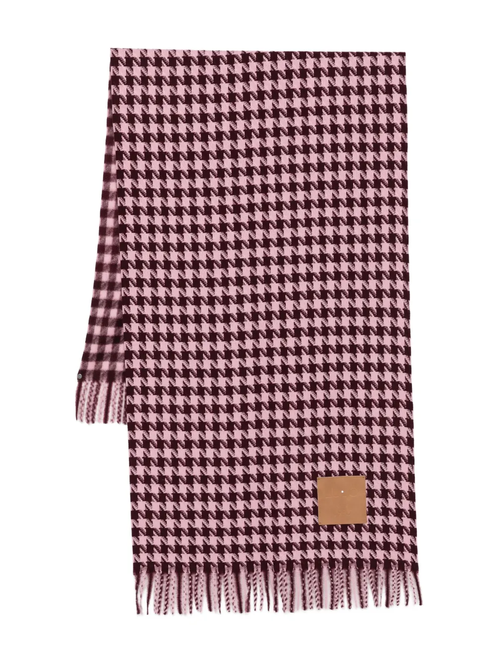 LIU JO houndstooth-pattern fringed scarf | Pink | Image 1