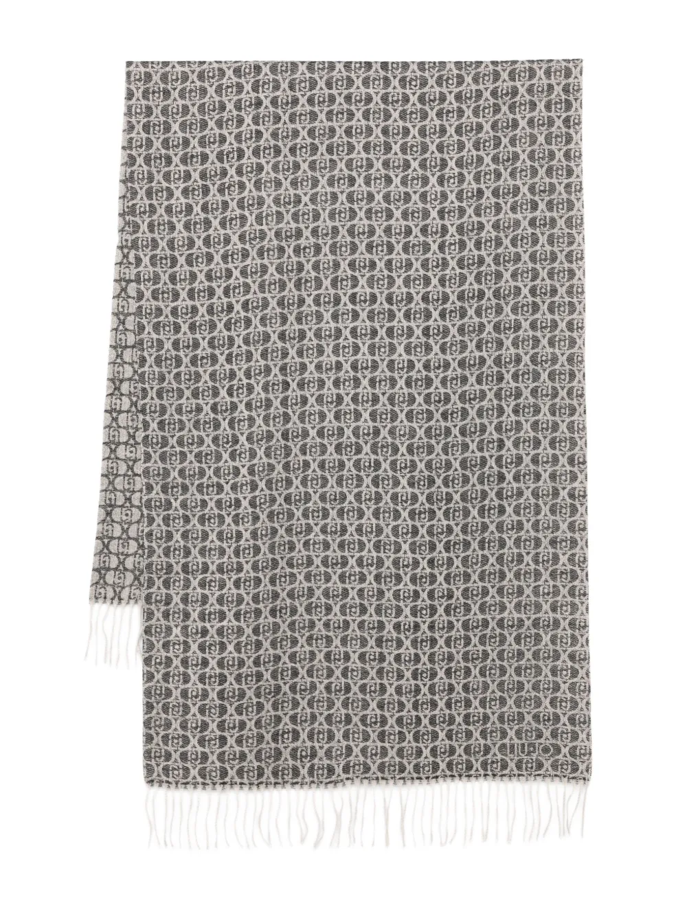 LIU JO monogram fringed scarf - ブラック LIU JO monogram fringed scarf - ブラック