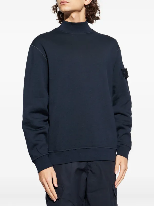 Stone Island モックネック スウェットシャツ | ブルー Stone Island モックネック スウェットシャツ | ブルー