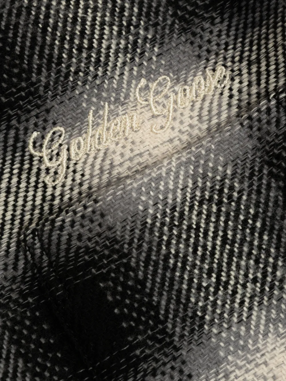 Golden Goose Kids Geruit shirt met borduurwerk Zwart