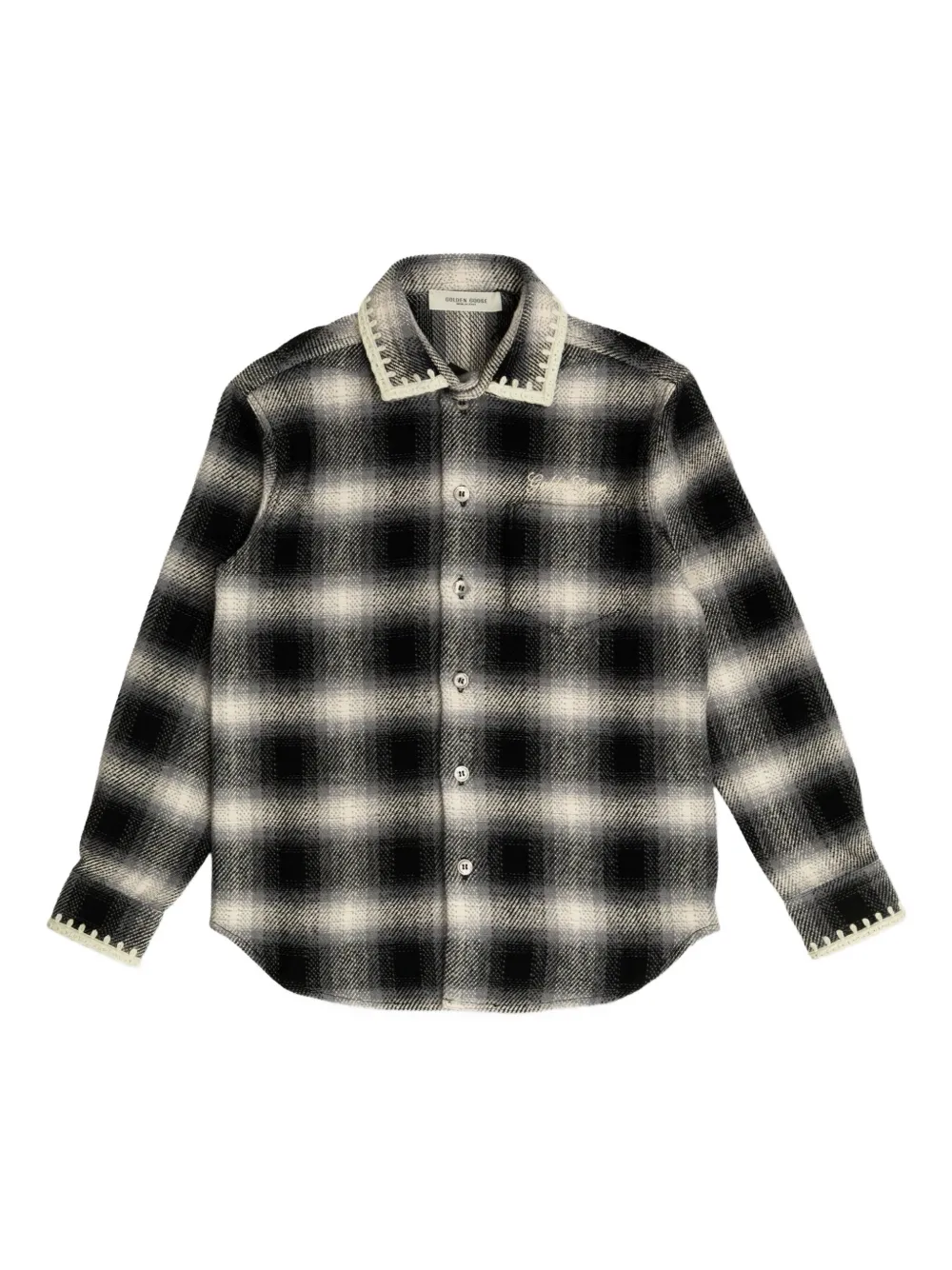 Golden Goose Kids checked embroidered shirt | Black | Image 1