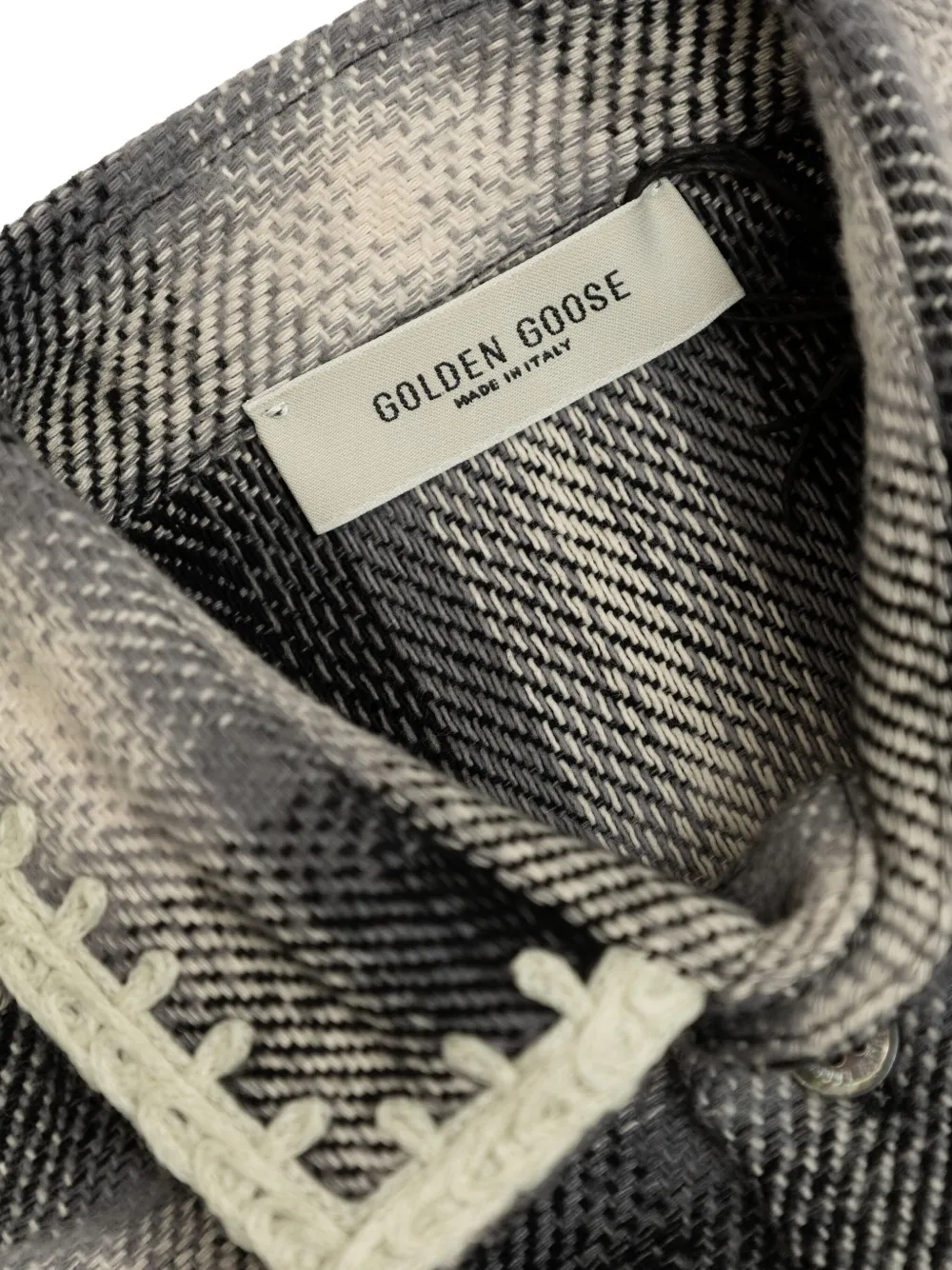 Golden Goose Kids Geruit shirt met borduurwerk Zwart