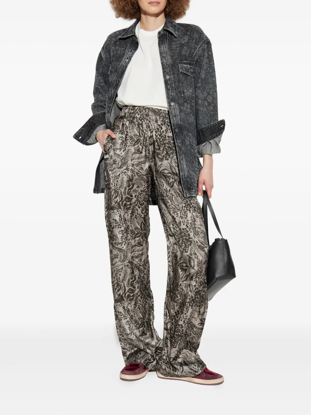 Golden Goose floral-print elastic-waist straight trousers - Grijs