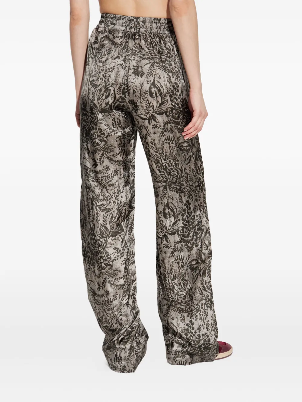 Golden Goose Floral-print Elastic-waist Straight Trousers In Multi