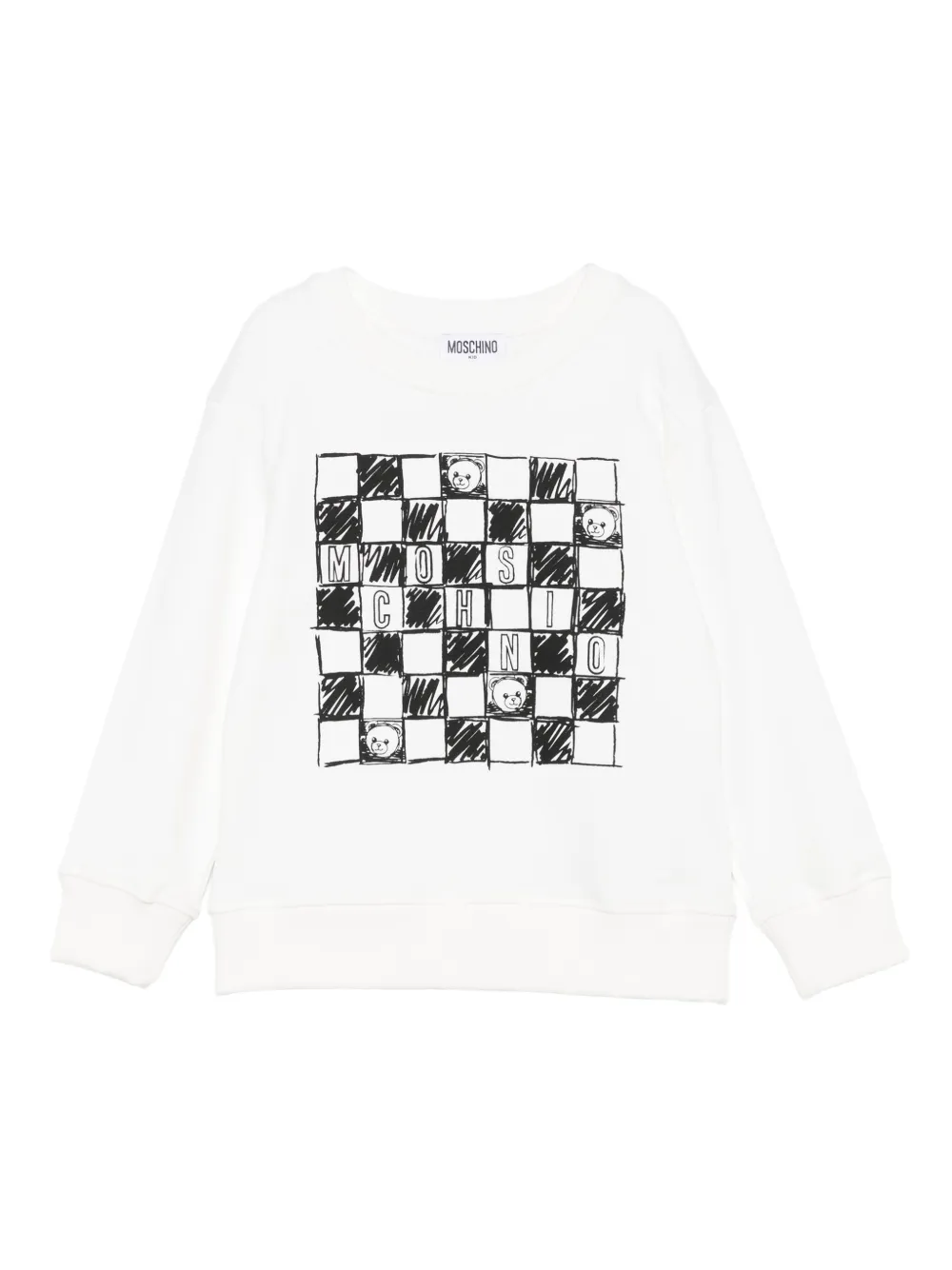 Moschino Kids checkerboard-pattern sweatshirt | White | Image 1
