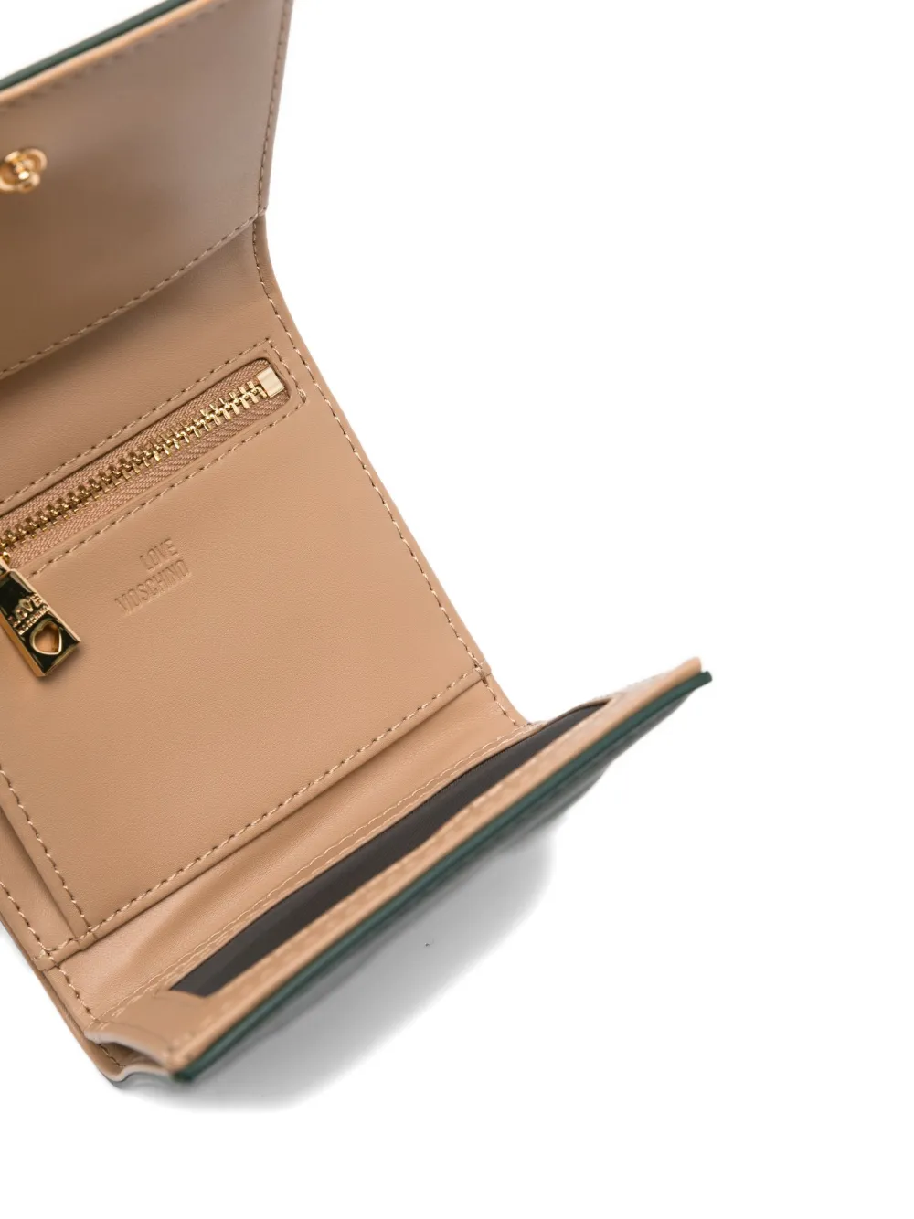 Love Moschino Quilted Logo-plaque Wallet In Green