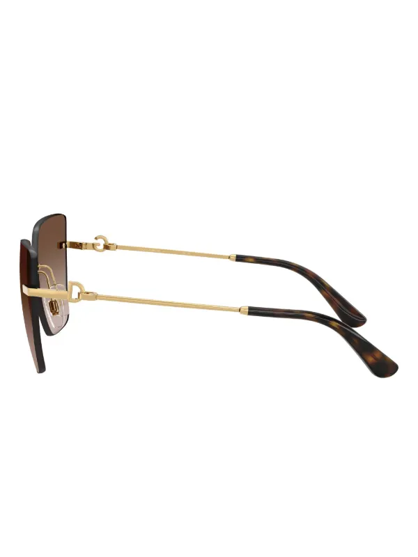 Dolce & Gabbana Brown Rimless Glasses Dolce & Gabbana Eyewear Browline Rimless Sunglasses | Gold  main image 4