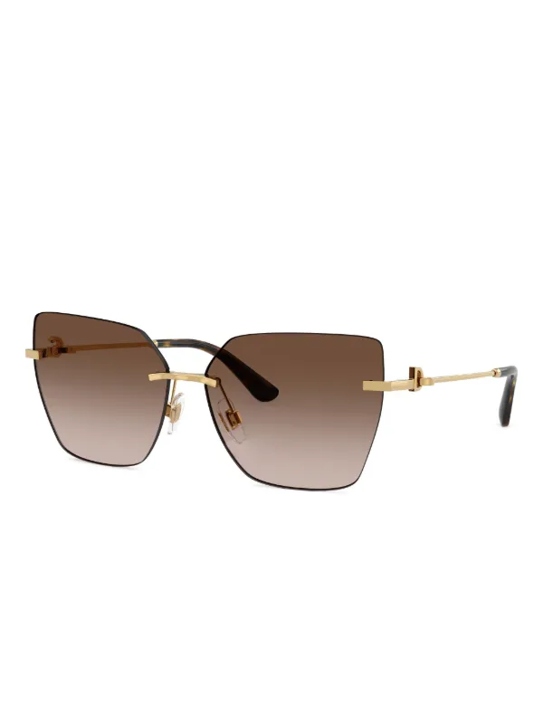 Dolce & Gabbana Eyewear Browline Rimless Sunglasses | Gold  display picture 2