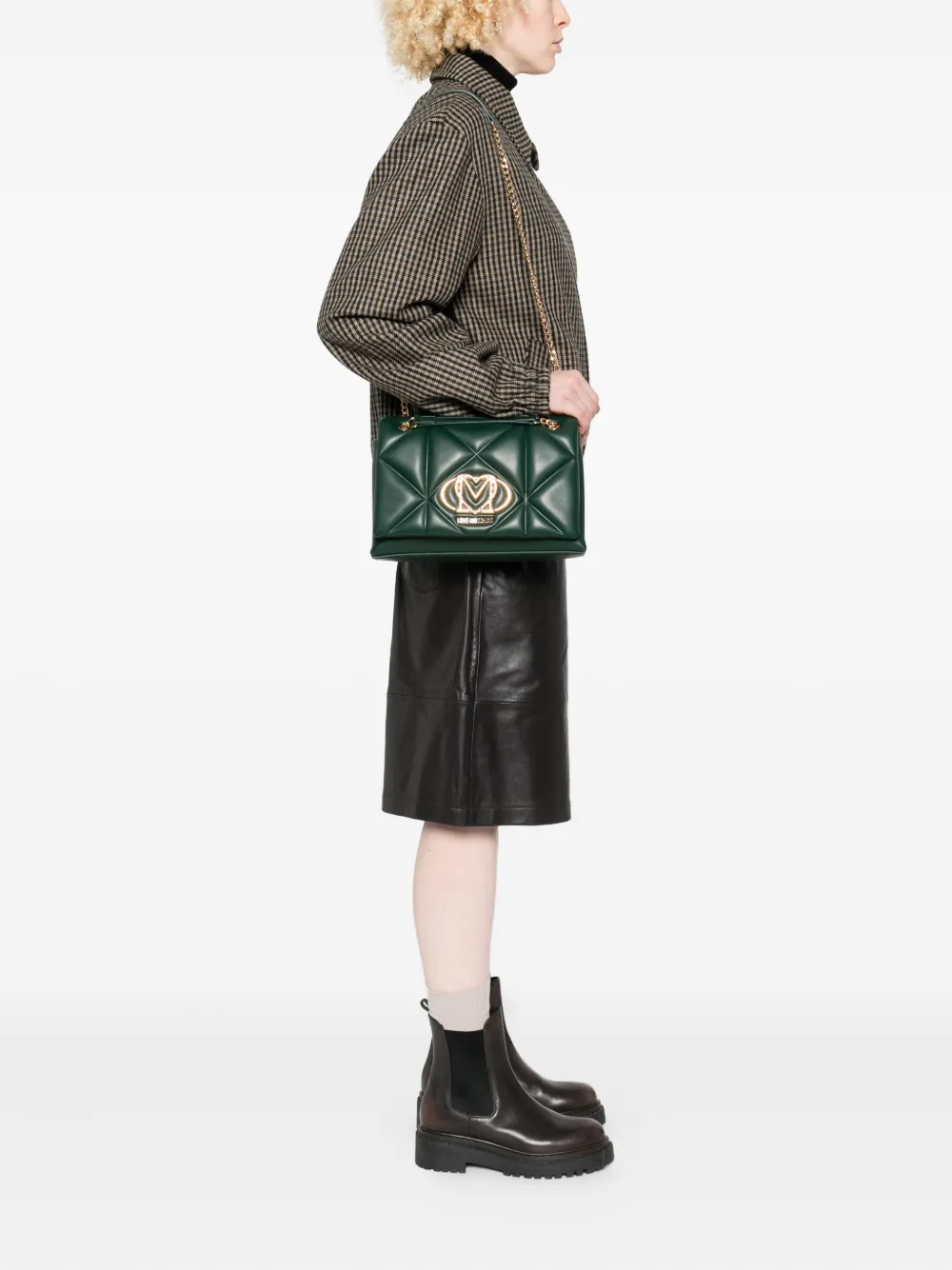 Love Moschino Schoudertas met logoplakkaat - Groen