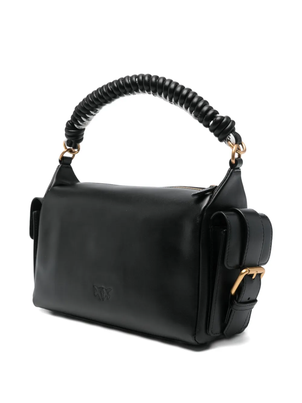 Pinko Nero E Oro Leather Shoulder Bag In Black