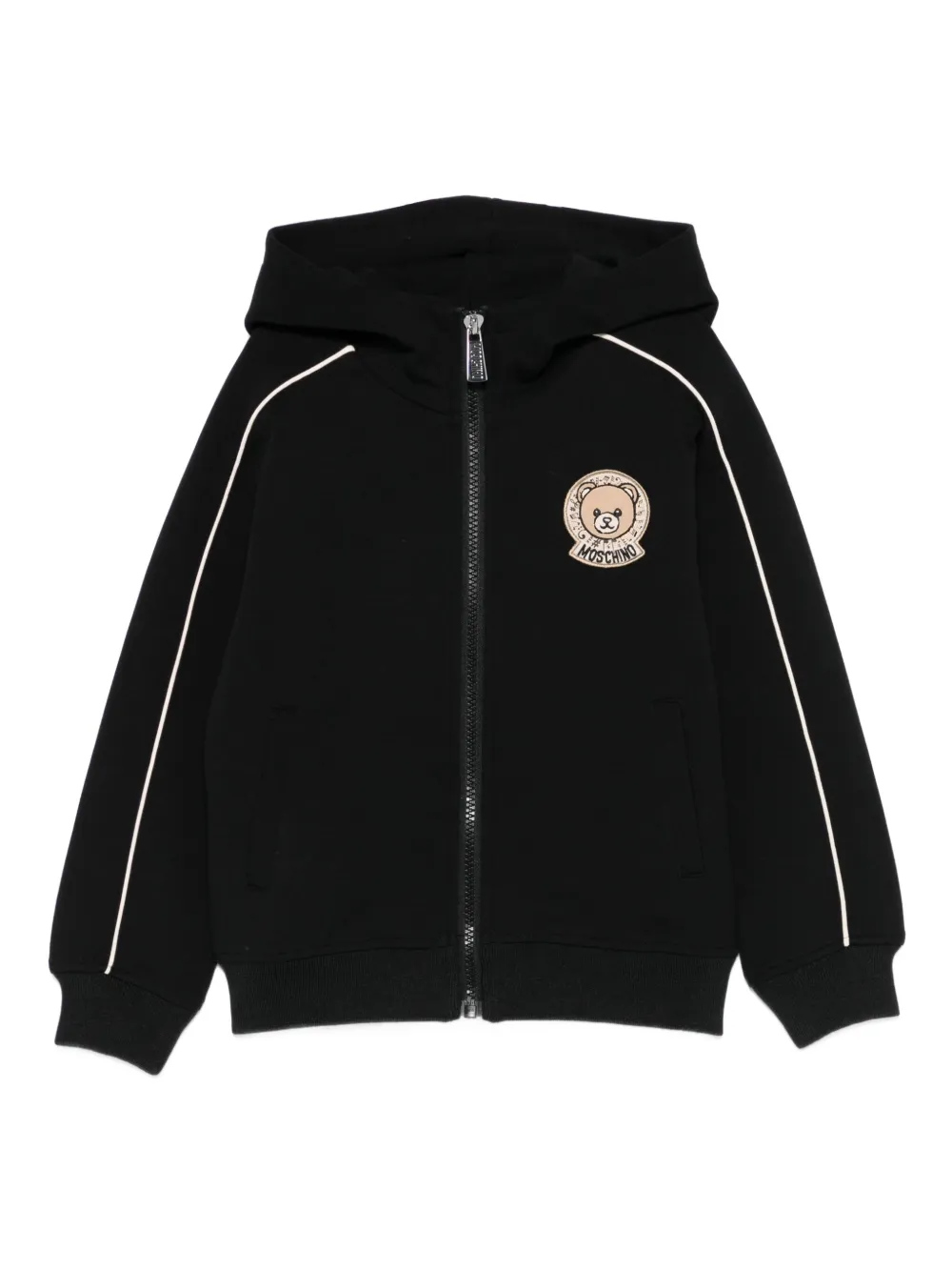 Moschino Kids teddy-logo zip-up hoodie - Nero