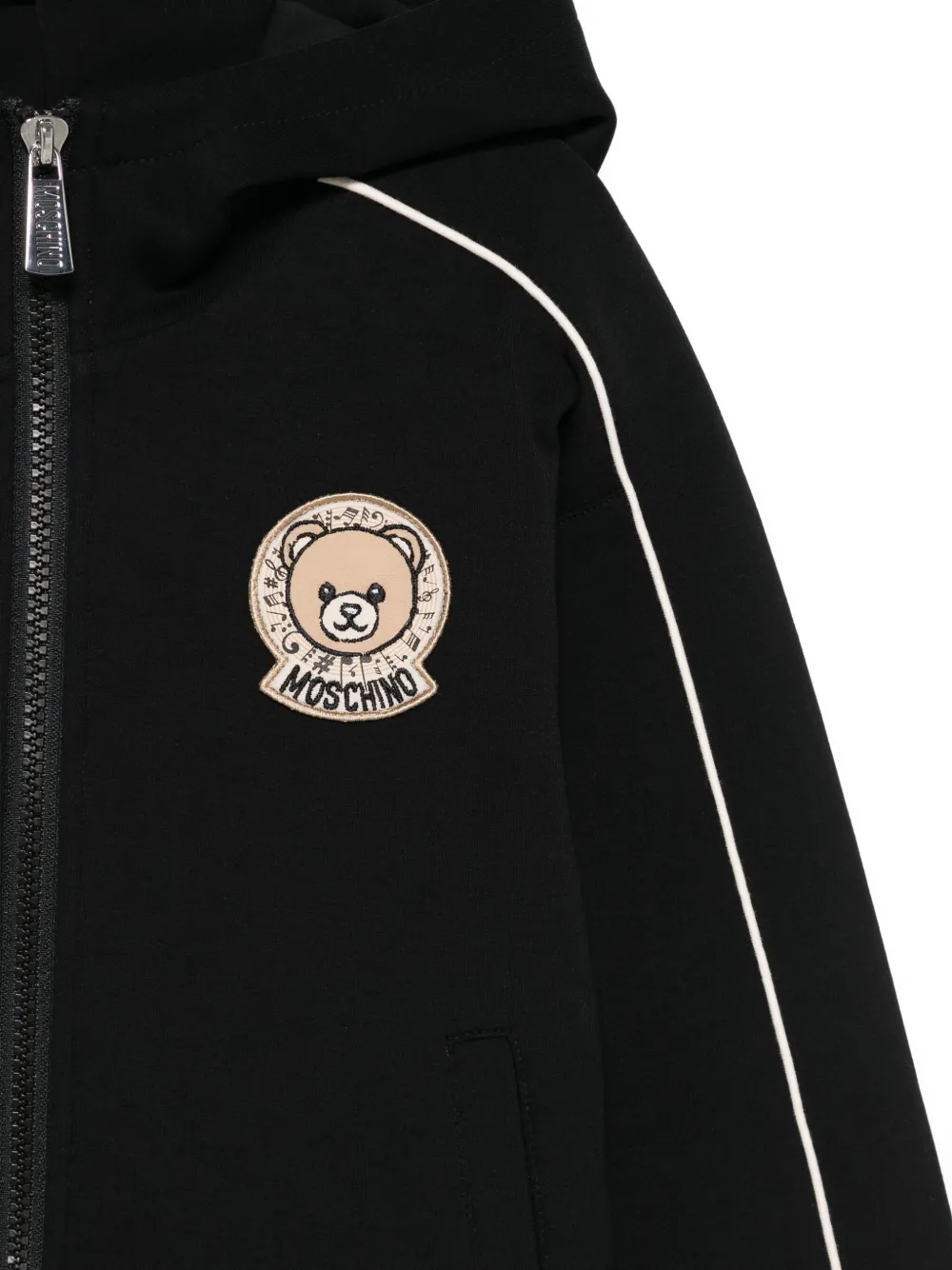 Moschino Kids Hoodie met teddybeer-logo en rits Zwart