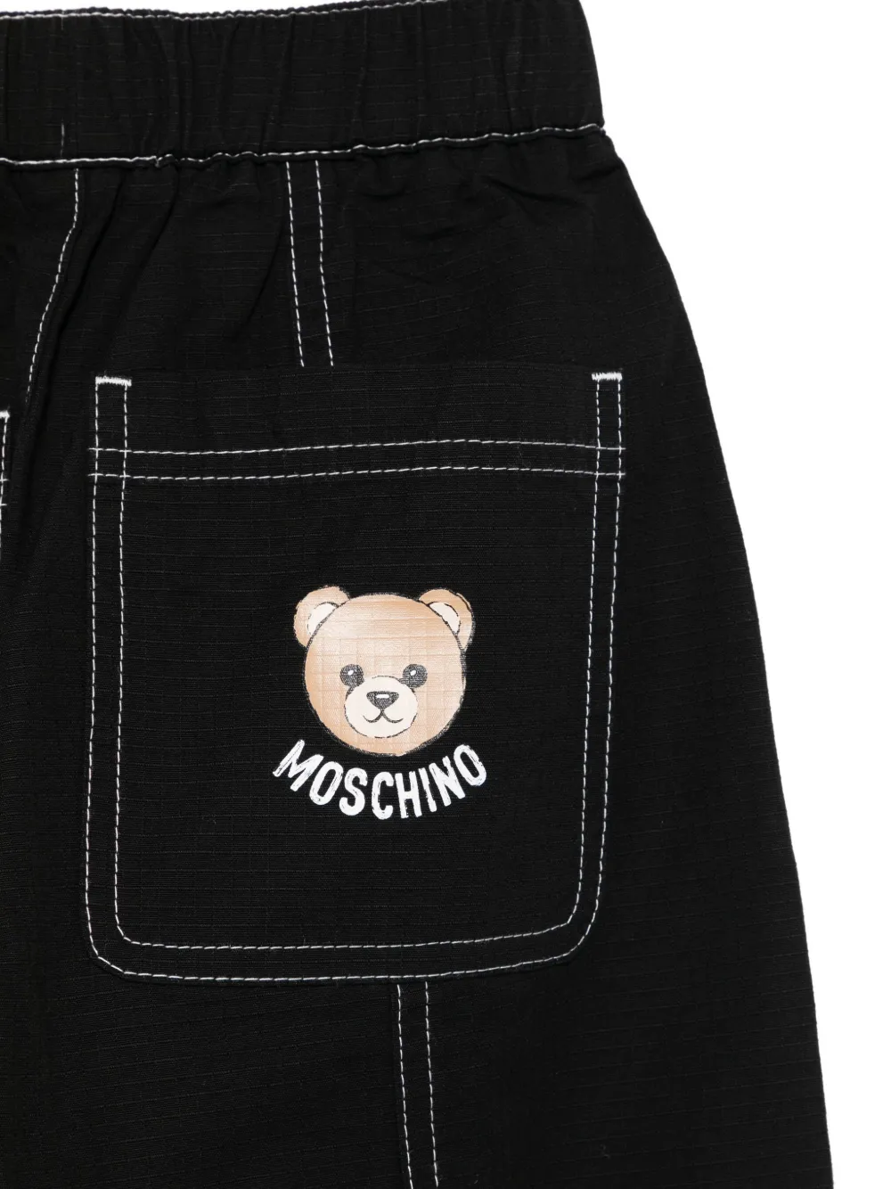 Moschino Kids Broek met cargo zak en contrasterend stiksel Zwart