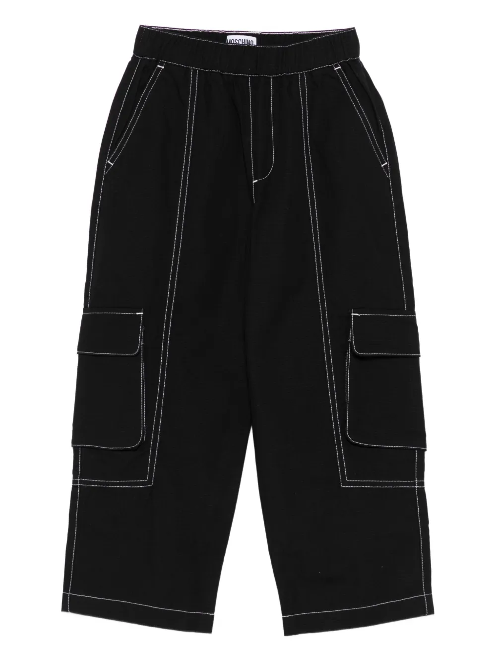 Moschino Kids cargo-pocket contrast-stitch trousers | Black | Image 1