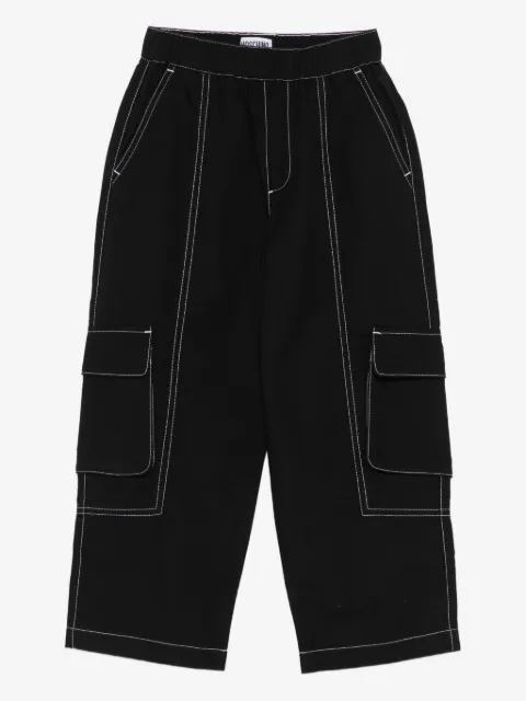 Moschino Kids cargo-pocket contrast-stitch trousers