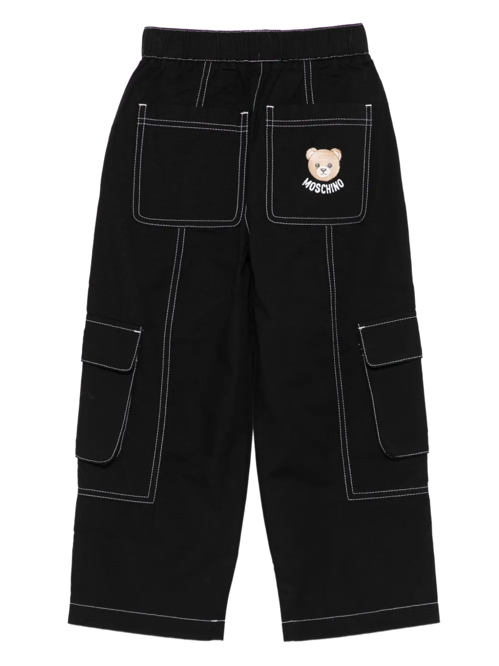 Moschino Kids cargo-pocket contrast-stitch trousers | Boys Casual Trousers | Image 2