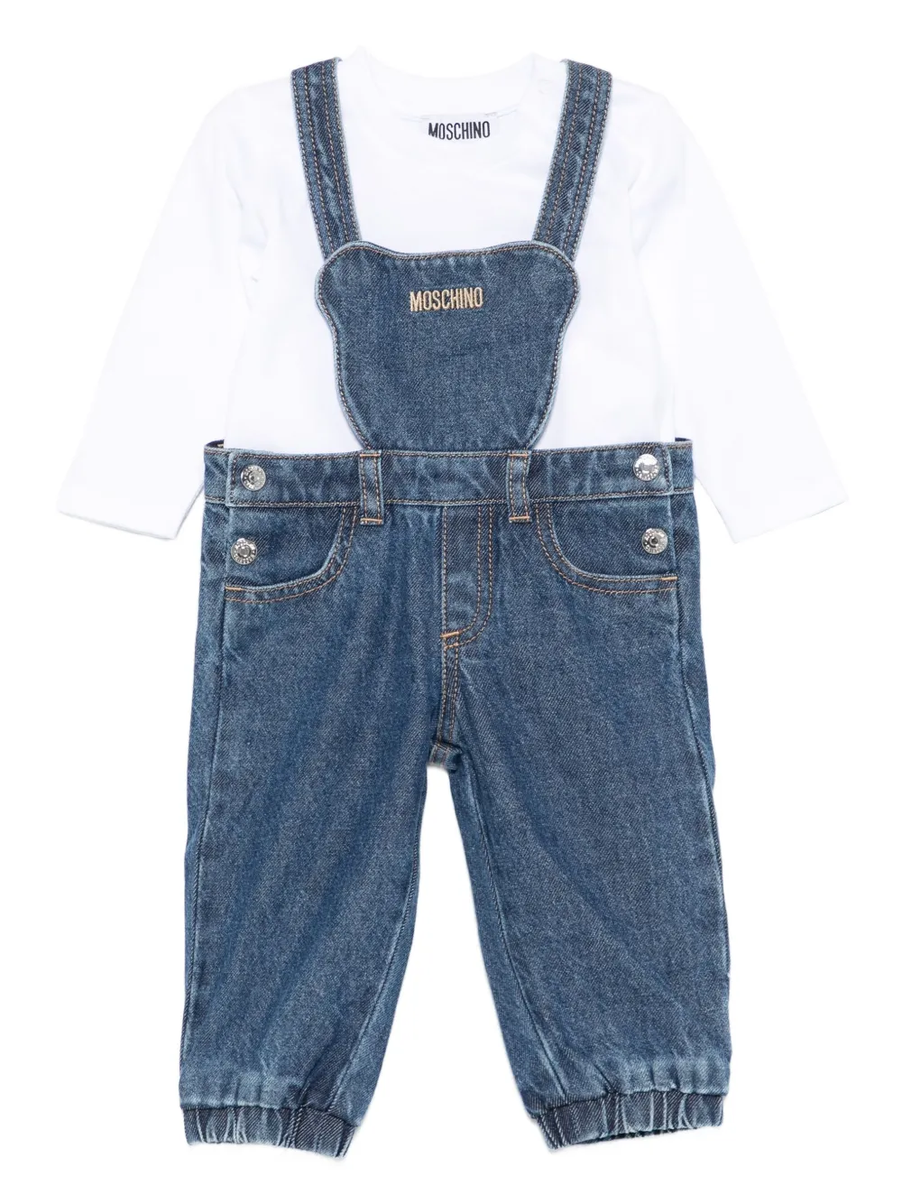 Moschino Kids デニム オーバーオール - ブルー Moschino Kids デニム オーバーオール - ブルー
