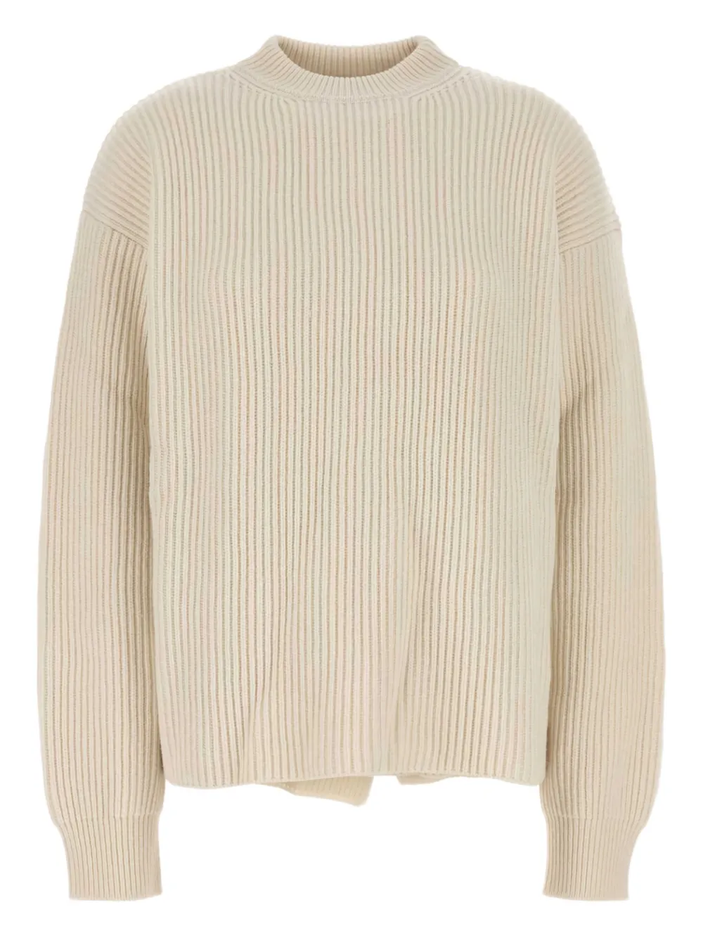 Jil Sander Ribbed Wool Sweater In Neutral