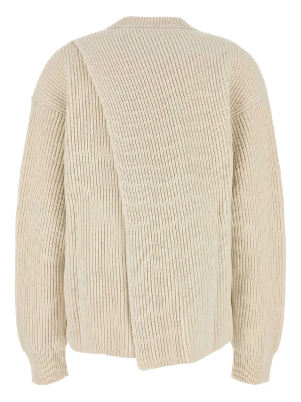 Jil Sander Ribbed Wool Sweater In Neutral