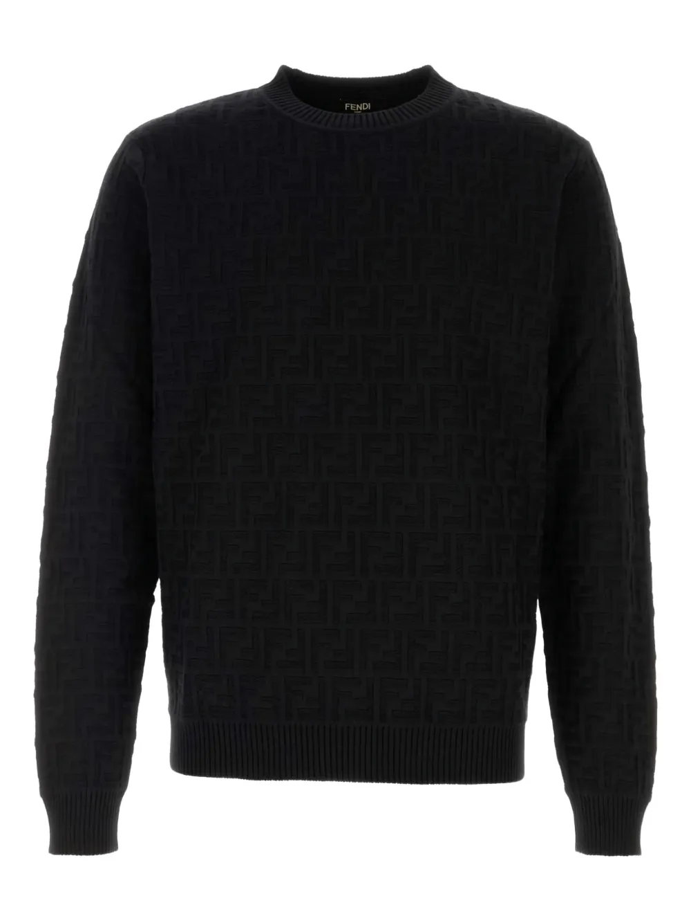 Fendi Ff-pattern Cotton Sweater In Black