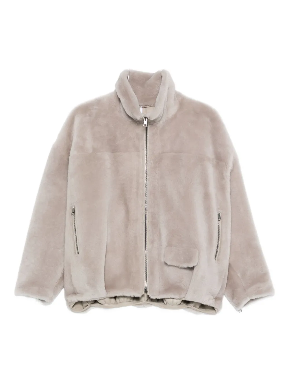 Simonetta Ravizza Mock-neck Zip-fastening Jacket In Neutral