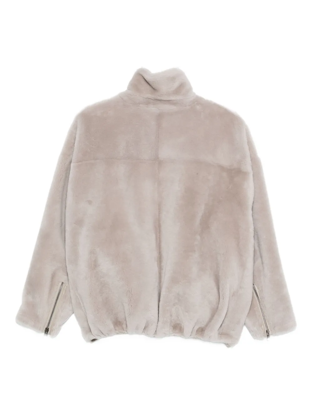 Simonetta Ravizza Mock-neck Zip-fastening Jacket In Neutral