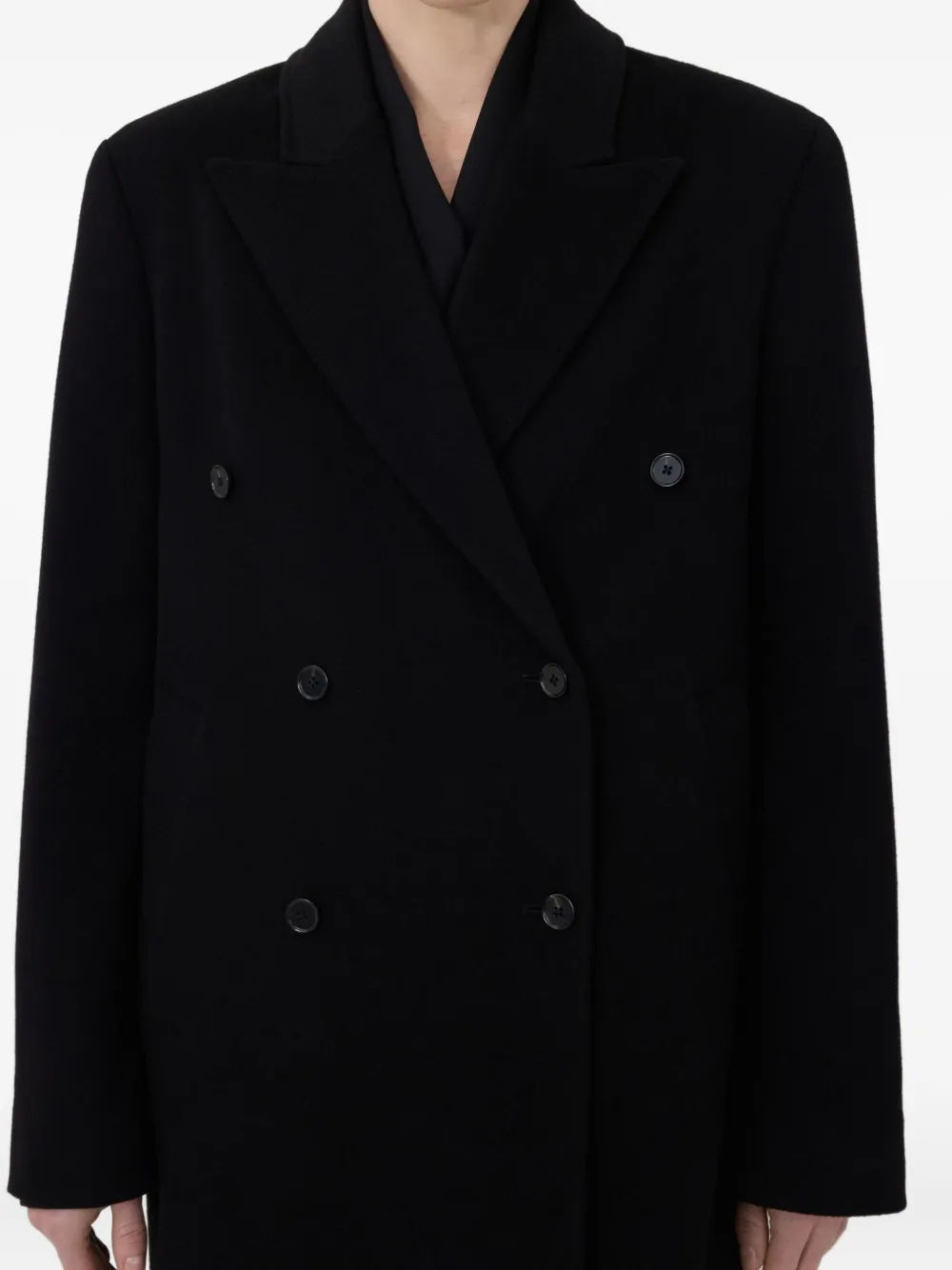 Loulou De Saison Black Rosco Double Breasted Long Coat In Black