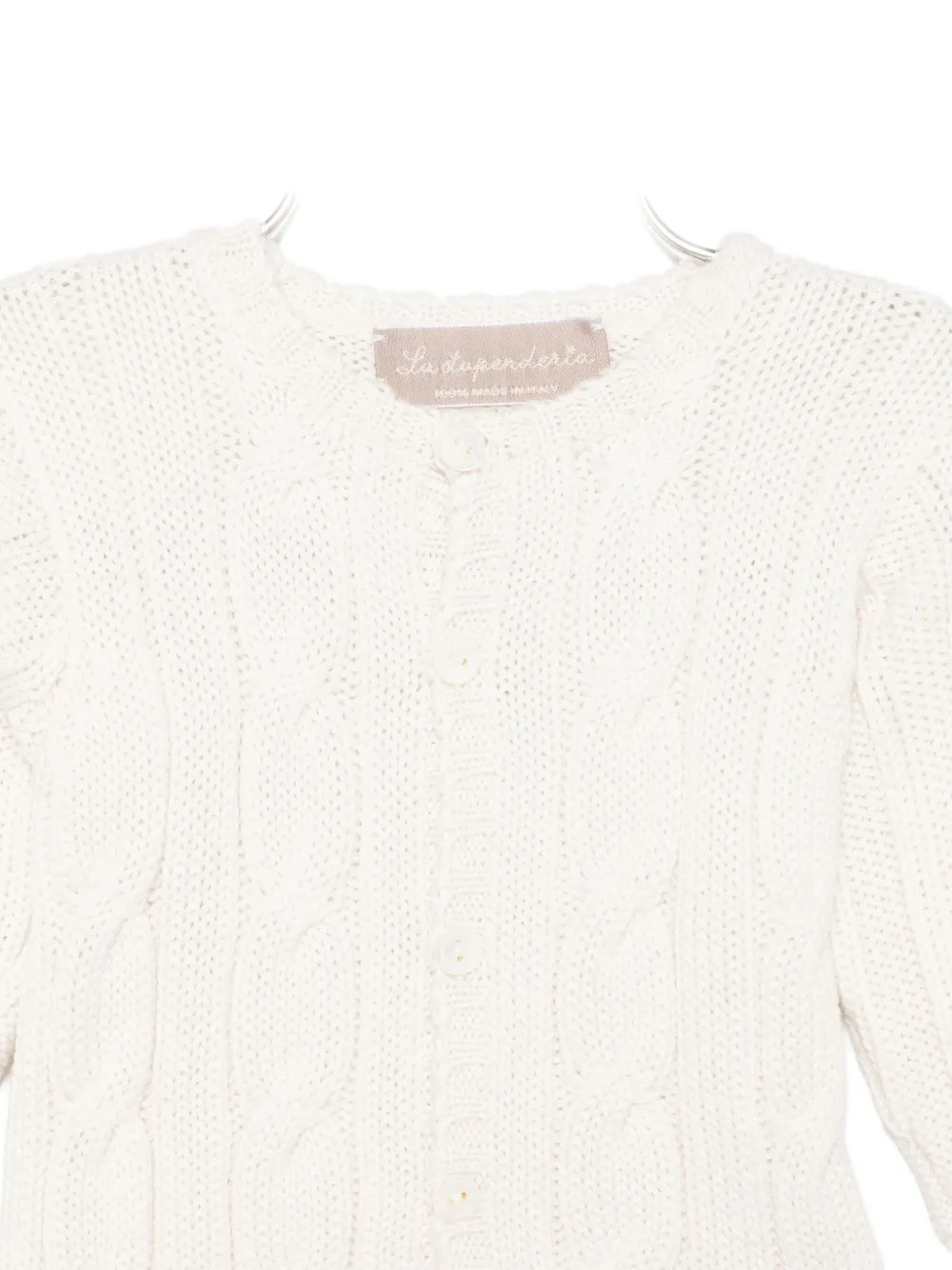 La Stupenderia Cable-knit Button Cardigan In Neutral