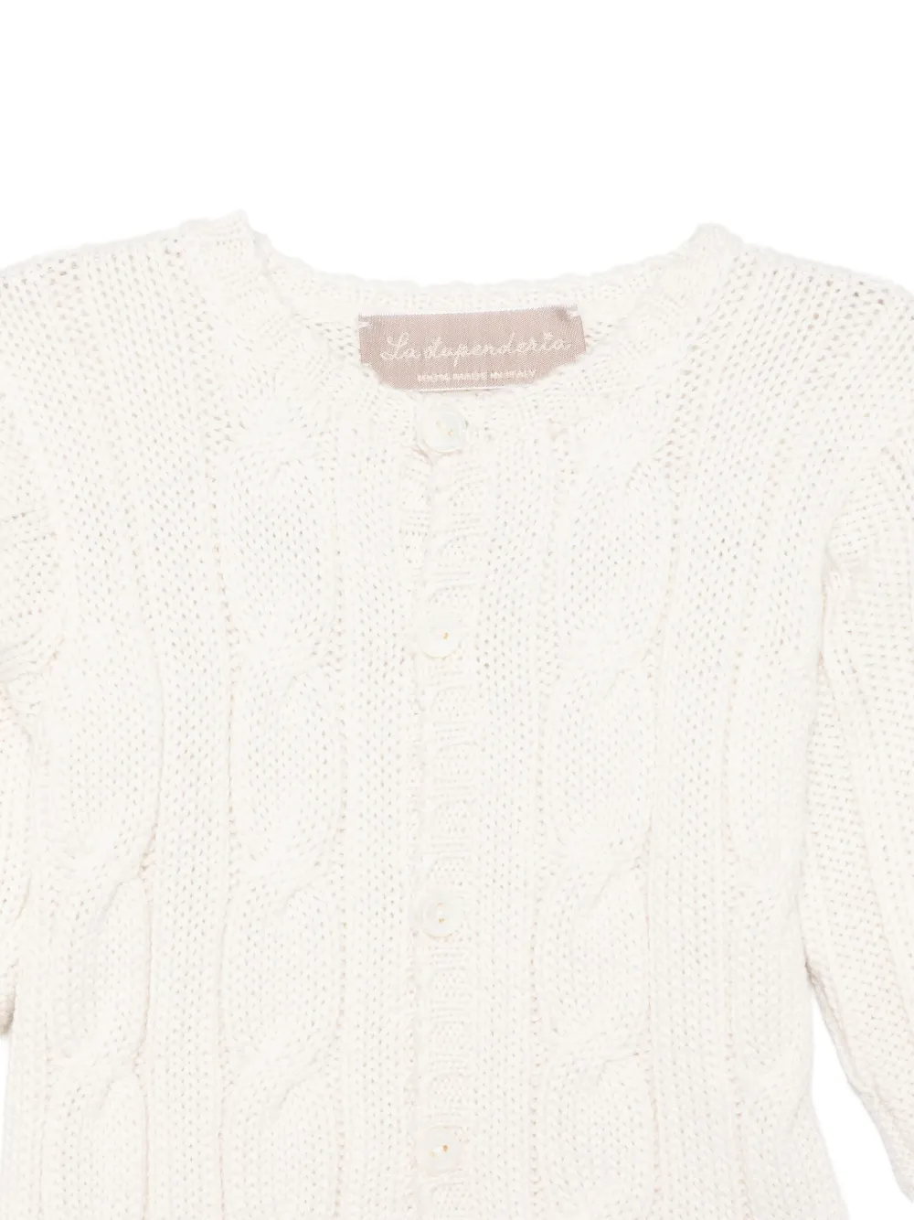 La Stupenderia Kabelgebreid vest met knoop Beige