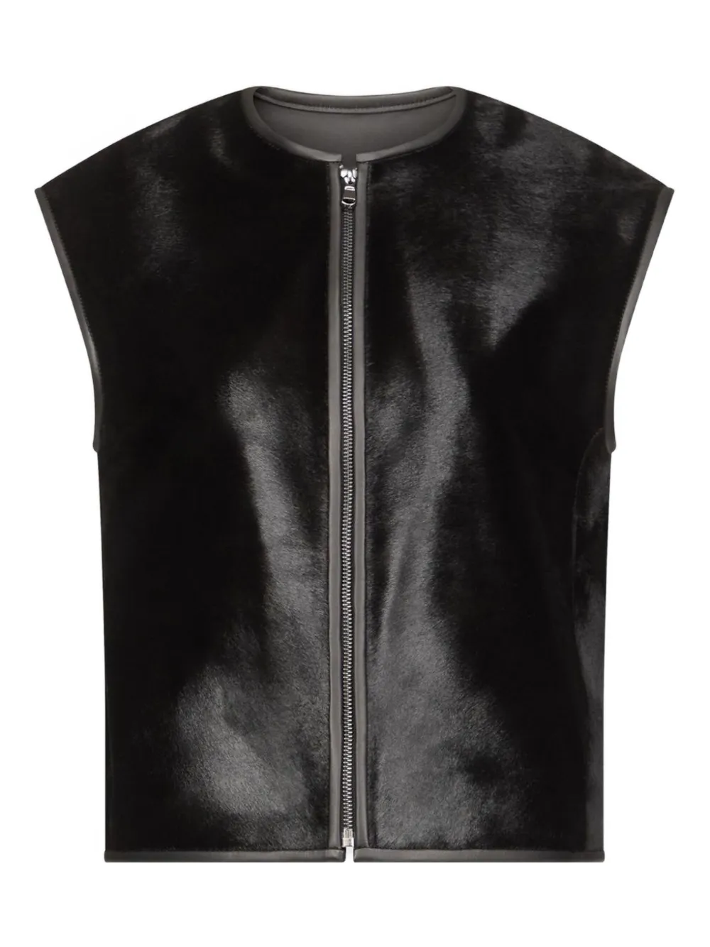 Loulou De Saison Ampas Pony-effect Leather Vest In Black