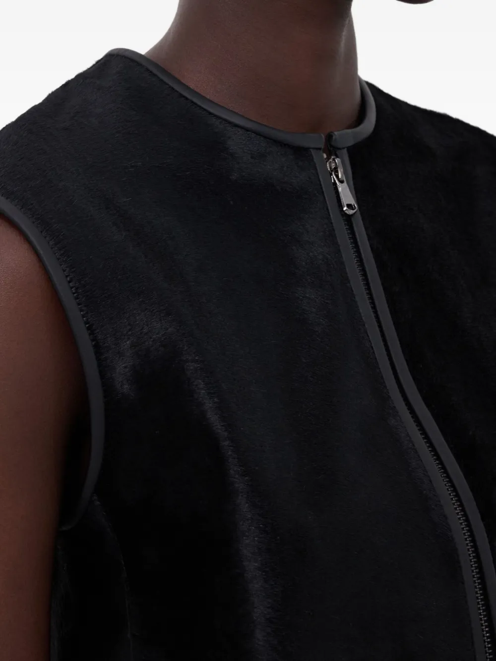 Loulou De Saison Ampas Pony-effect Leather Vest In Black