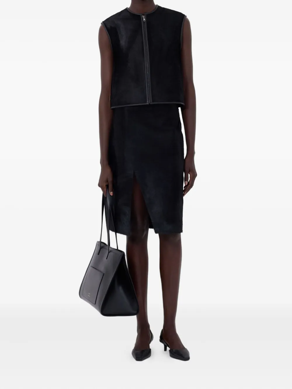 Loulou De Saison Ampas Pony-effect Leather Vest In Black