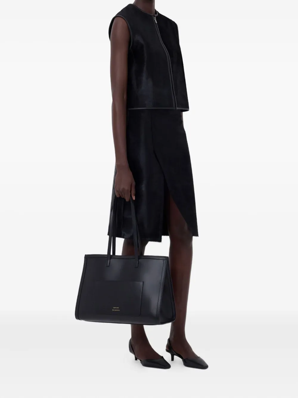 Loulou De Saison Ampas Pony-effect Leather Vest In Black
