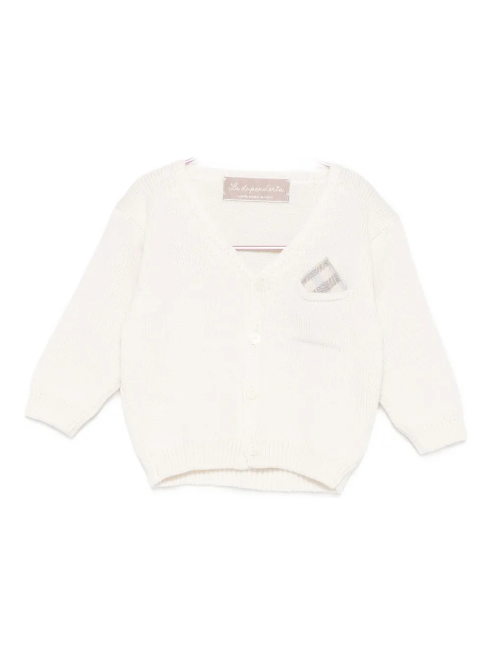La Stupenderia Checked-pocket Cardigan In Neutral