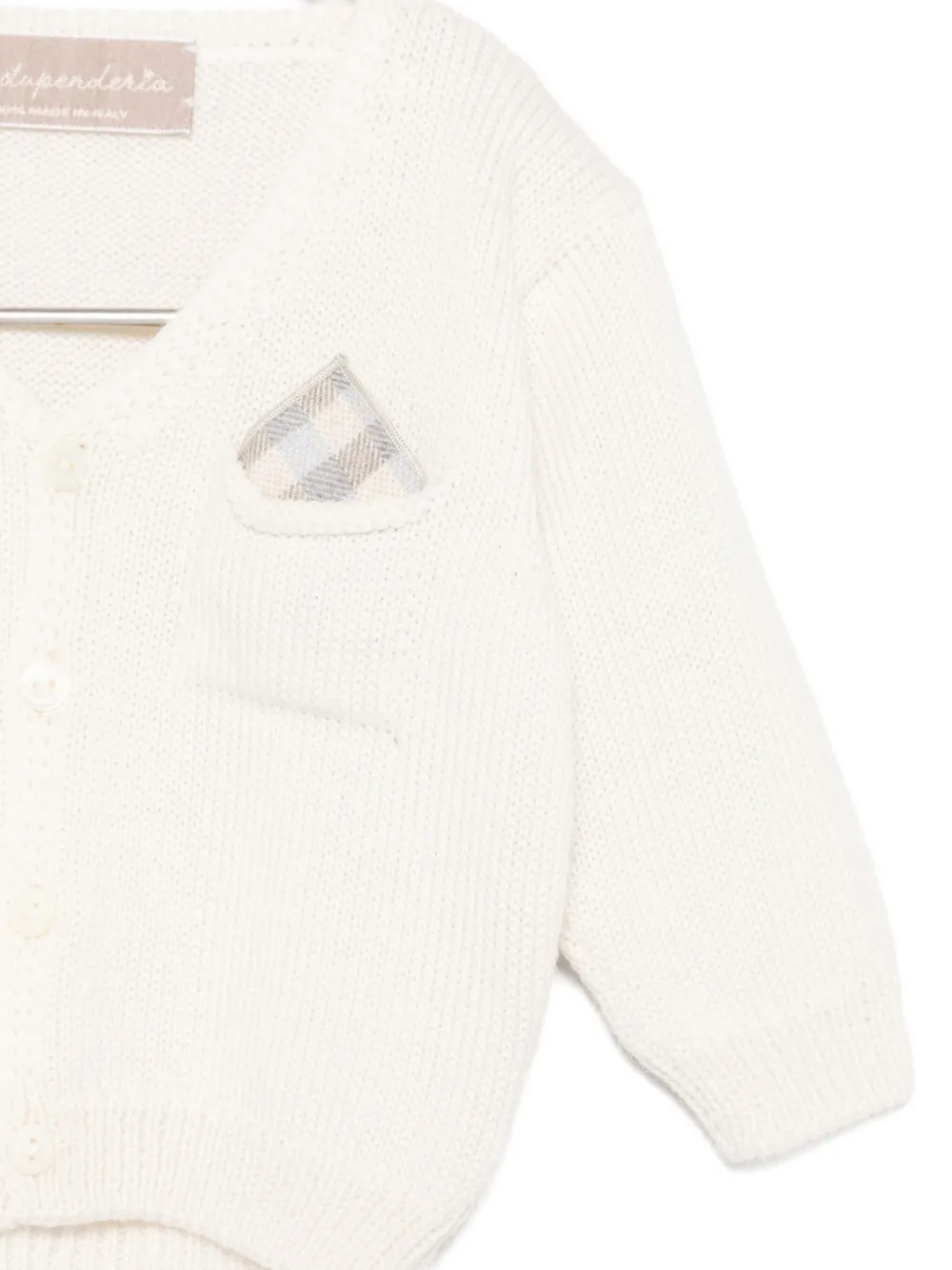 La Stupenderia Checked-pocket Cardigan In Neutral
