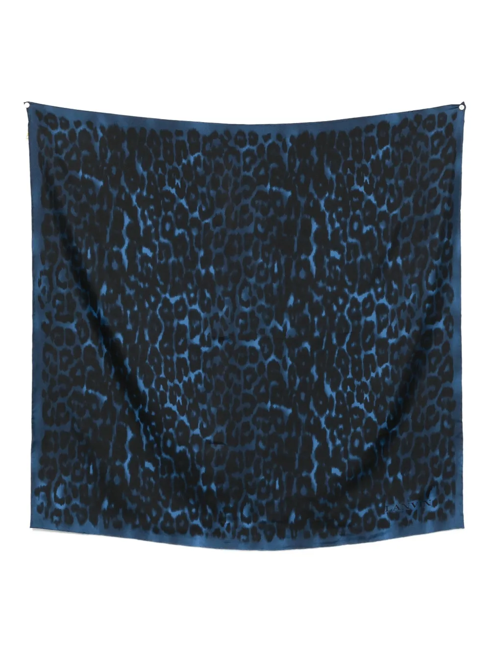 Lanvin Animal Print Rectangular Scarf Lightweight Fabric In Blue