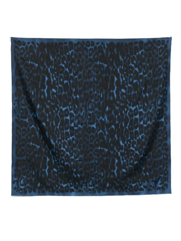 Lanvin Leopard-print Silk Scarf in Blue