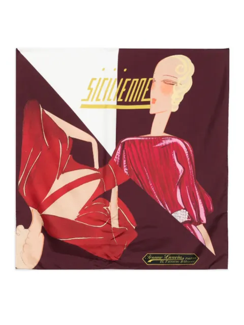 Lanvin illustration-print silk scarf