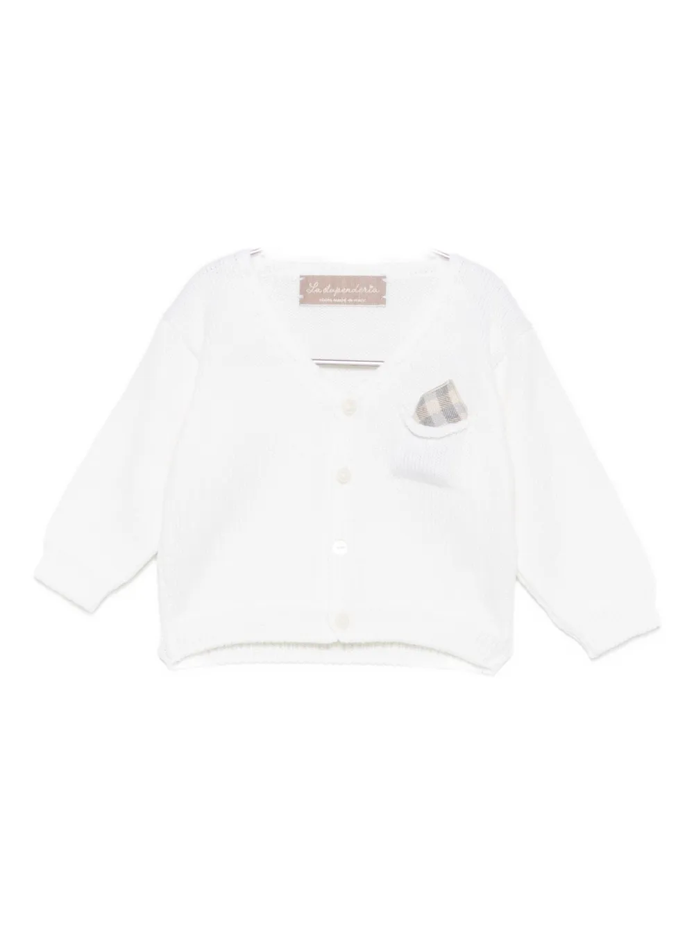 La Stupenderia Checked-pocket Cardigan In White